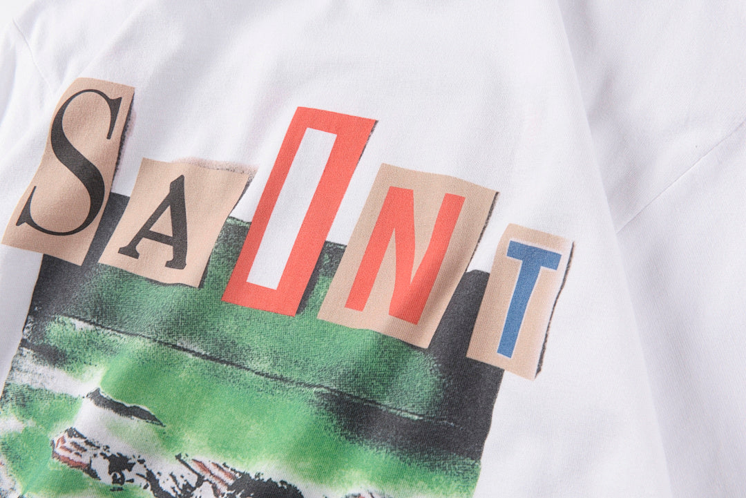 Saint Michael 21AW Landscape Letter Vintage Washed Long Sleeve T-Shirt - Light Gray - product image 8