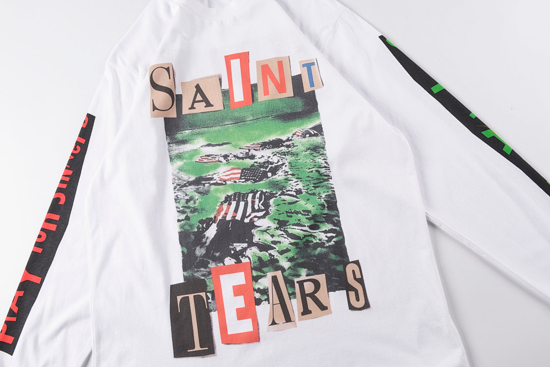 Saint Michael 21AW Landscape Letter Vintage Washed Long Sleeve T-Shirt - Light Gray - product image 10