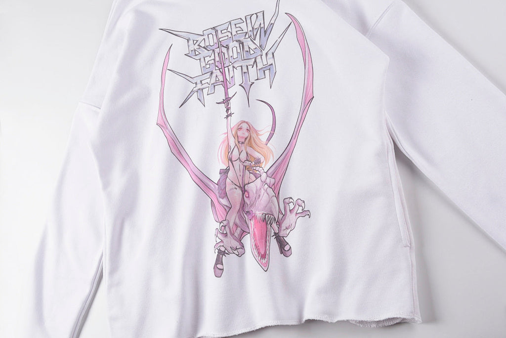 Rose In Good Faith Soft Landing Comic Hoodie Long Sleeve T-Shirt - Light Gray - product image 8