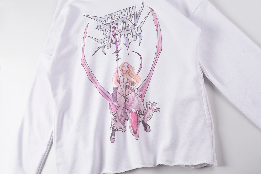 Rose In Good Faith Soft Landing Comic Hoodie Long Sleeve T-Shirt - Light Gray - product image 8