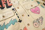 Tuff Crowd Hand-Painted Graffiti Button Collar Shirt Jacket - Cream - product image 4