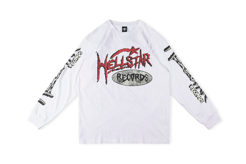 Hellstar Studios Records Crewneck Long Sleeve T-Shirt - Light Gray - product image 1