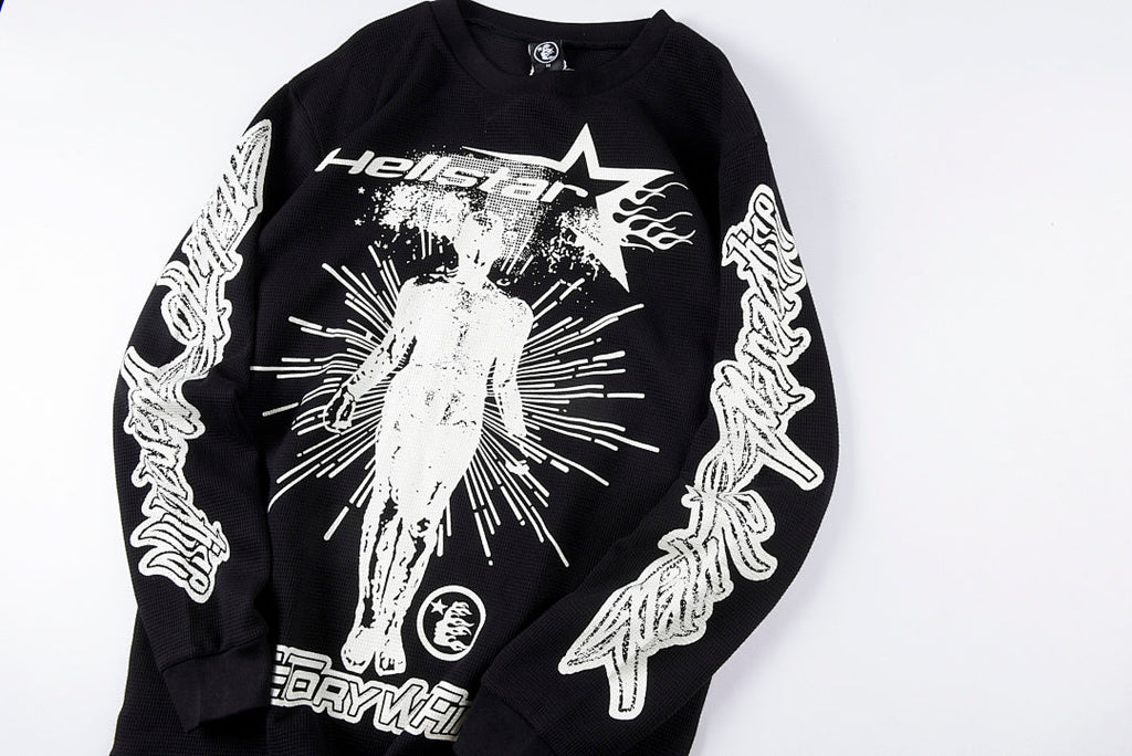 Hellstar Studios Victory Thermal Big Logo Long Sleeve T-Shirt - Black / Light Gray - product image 6