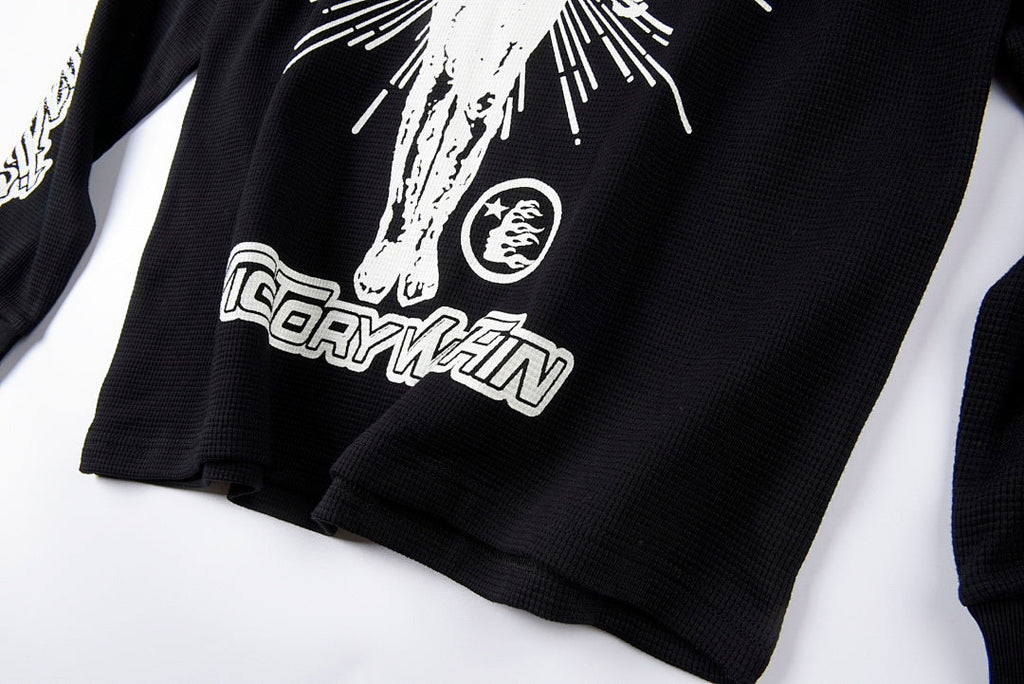 Hellstar Studios Victory Thermal Big Logo Long Sleeve T-Shirt - Black / Light Gray - product image 9