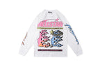 Hellstar Studios Half Face Portrait Print Long Sleeve T-Shirt - Light Gray - product image 1