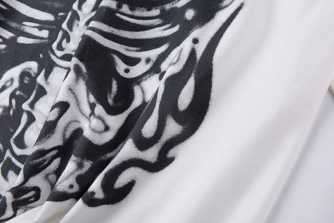 Hellstar Studios Vintage Rib Cage Skeleton Print Oversized Long Sleeve T-Shirt - Light Gray - product image 2