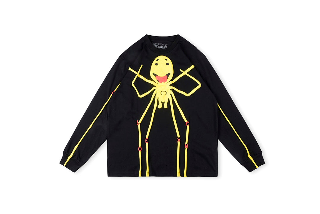 CPFM x Pharrell Ink Splash Smiley Spider Cotton Long Sleeve T-Shirt - Black - product image 1