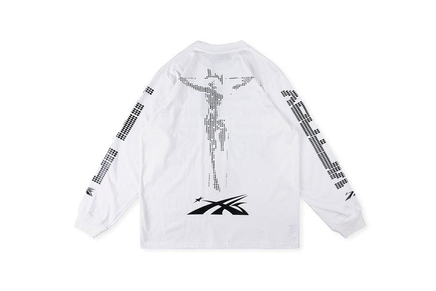 Hellstar Studios Led Scoreboard Print Long Sleeve T-Shirt - Light Gray