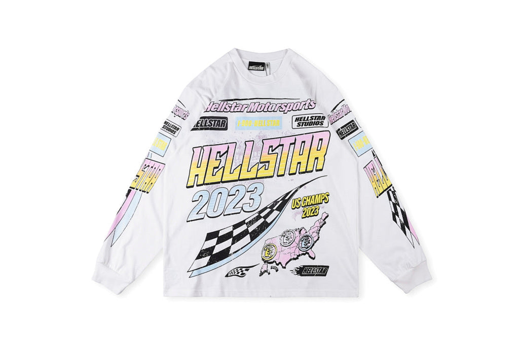 Hellstar Studios Brain Racer Long Sleeve T-Shirt - Light Gray - product image 1