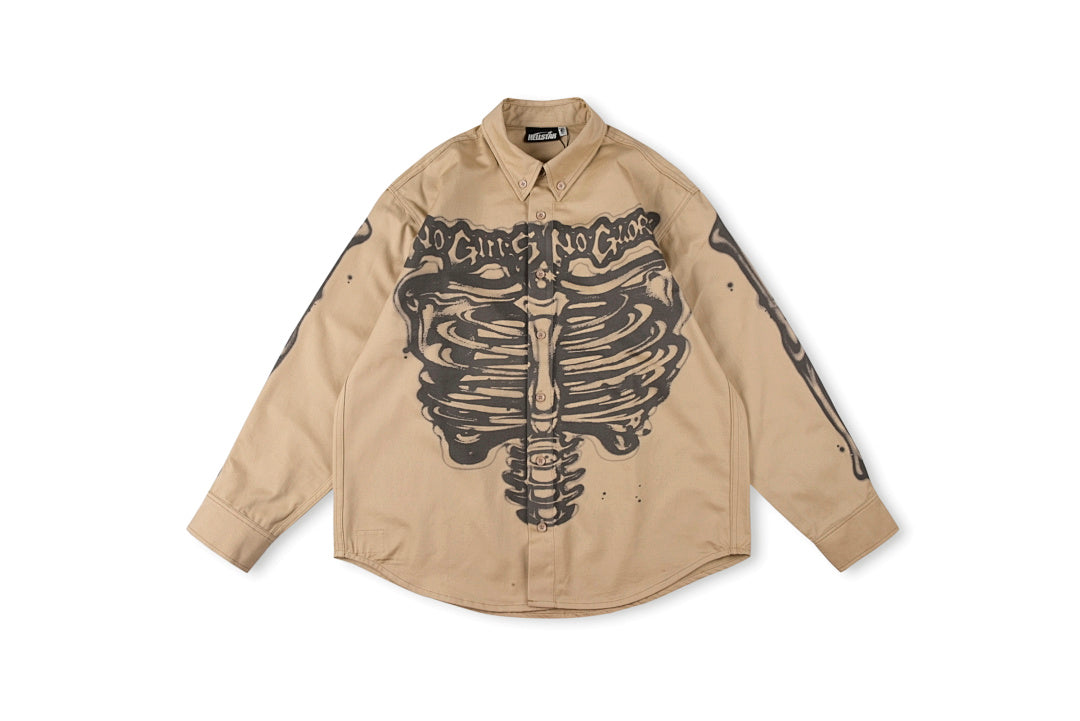 Hellstar Studios Airbrushed Bones Long Sleeve T-Shirt - Beige - product image 1