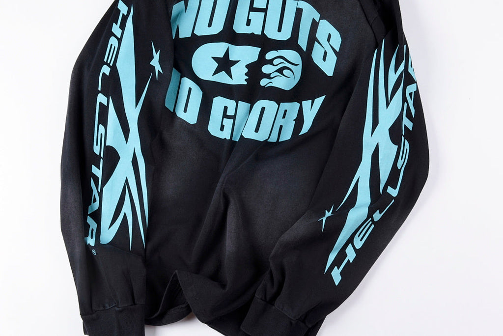 Hellstar Studios No Guts No Glory Washed Cotton Long Sleeve T-Shirt - Black - product image 6