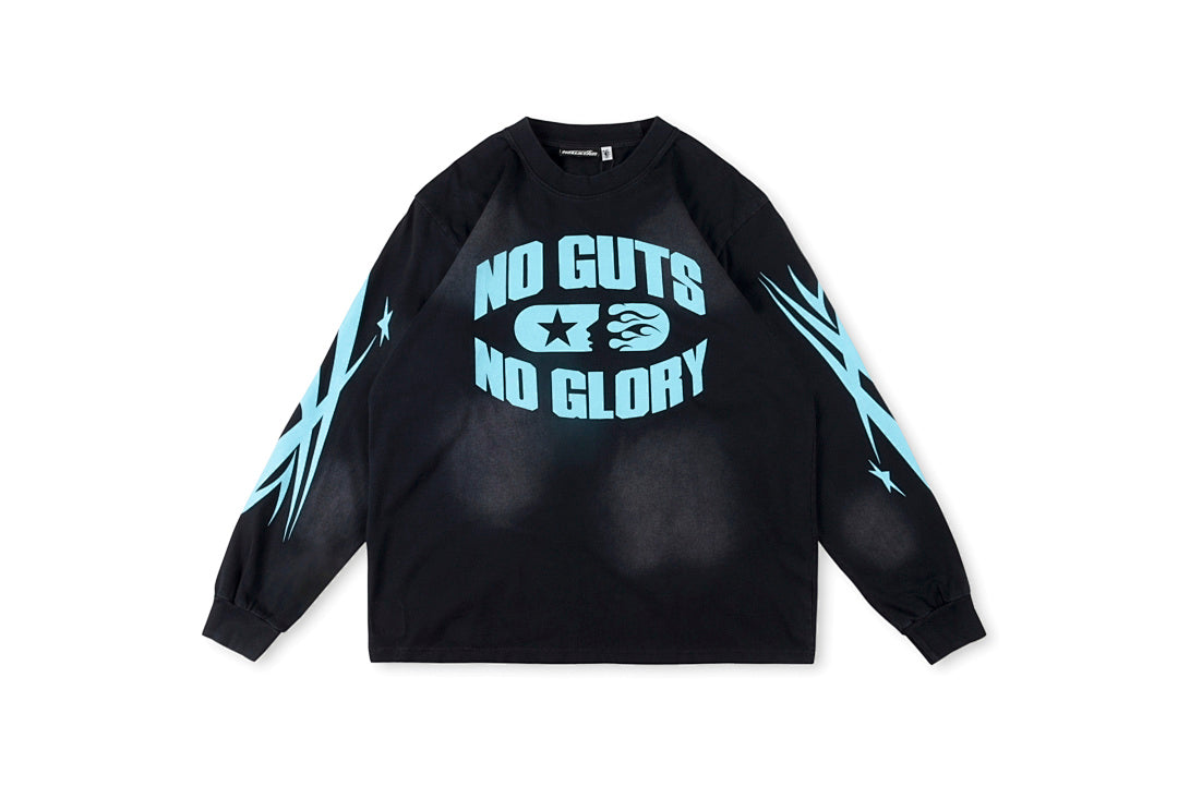 Hellstar Studios No Guts No Glory Washed Cotton Long Sleeve T-Shirt - Black - product image 1