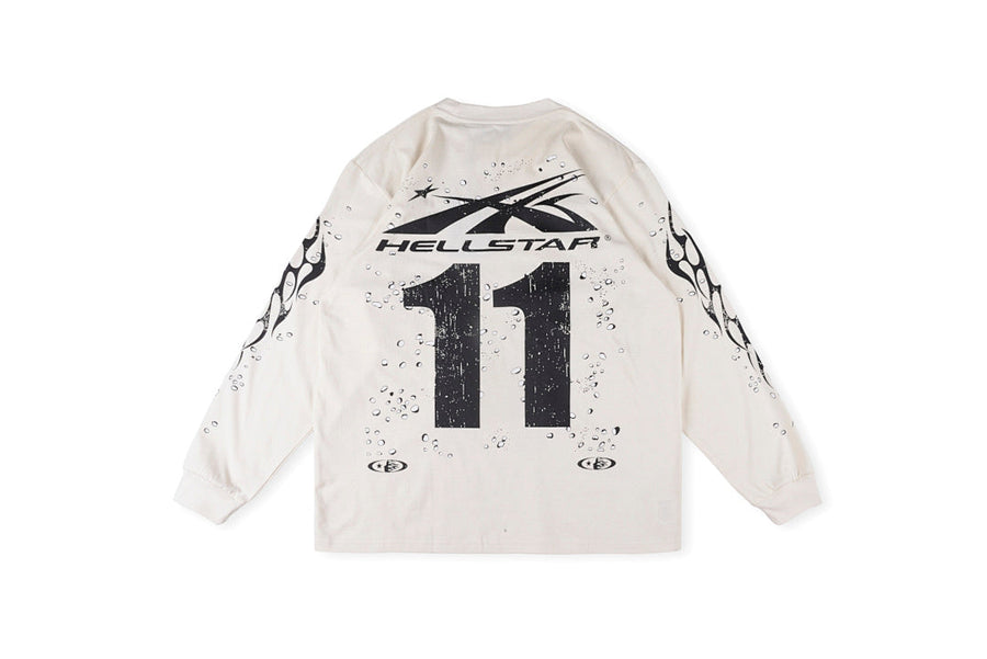 Hellstar Studios Moto Cross Long Sleeve T-Shirt - Light Gray