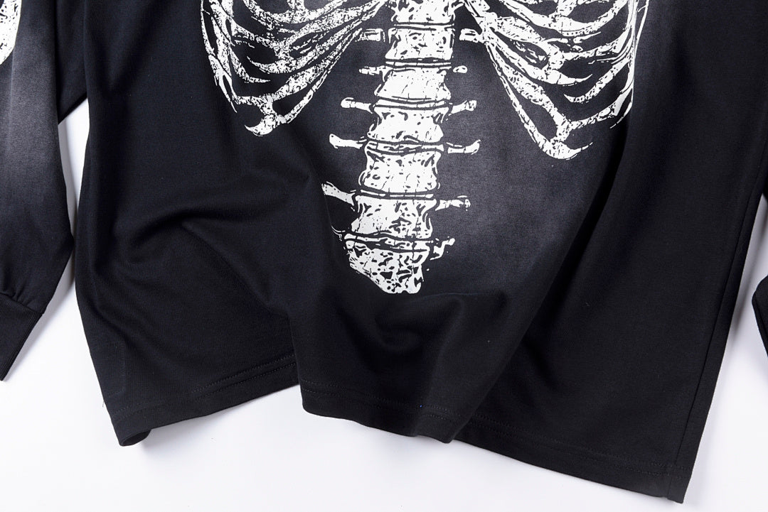 Hellstar Studios Airbrushed Bones Halloween Long Sleeve T-Shirt - Black - product image 8