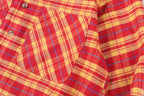 Saint Vanity Letter Print Vintage Double Pocket Plaid Cotton Long Sleeve Shirt - Red - product image 6