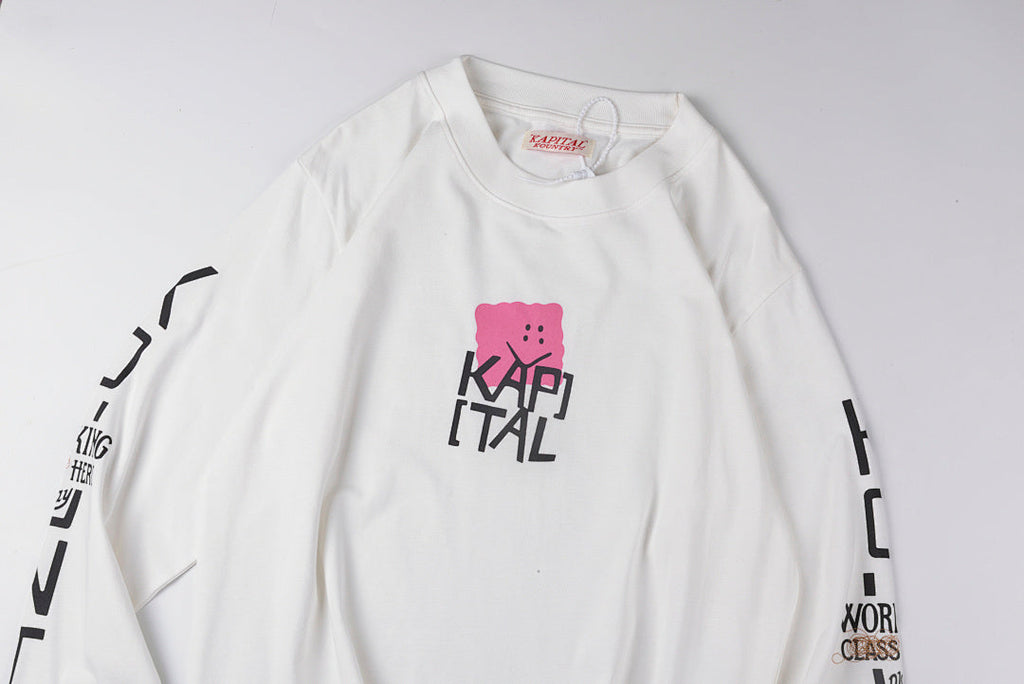 Kapital Kountry Japanese Letter Print Casual Long Sleeve T-Shirt - Light Gray - product image 9