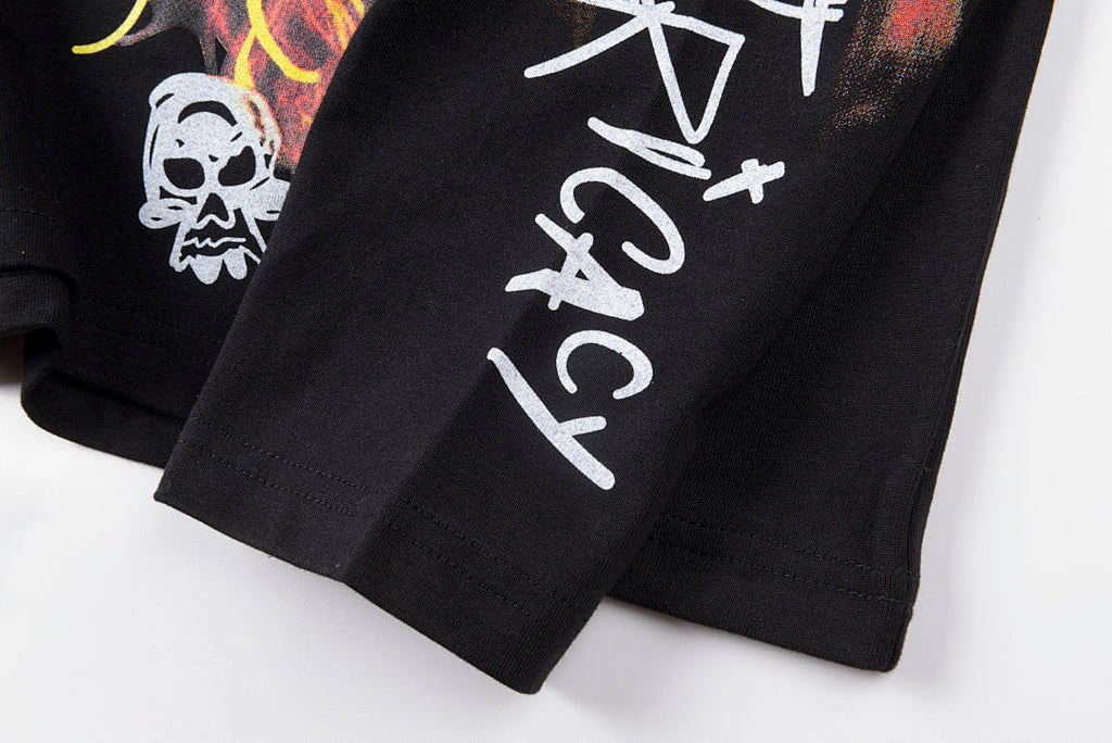 Lost Intricacy Washed Vintage Angel & Devil Print Cotton Long Sleeve T-Shirt - Black - product image 6