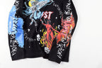 Lost Intricacy Washed Vintage Angel & Devil Print Cotton Long Sleeve T-Shirt - Black - product image 8