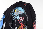 Lost Intricacy Washed Vintage Angel & Devil Print Cotton Long Sleeve T-Shirt - Black - product image 11