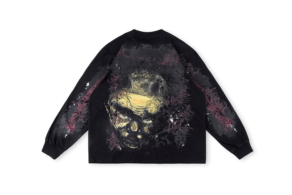 Hellstar Studios Graffiti Style Cotton Long Sleeve T-Shirt - Black / White - product image 2
