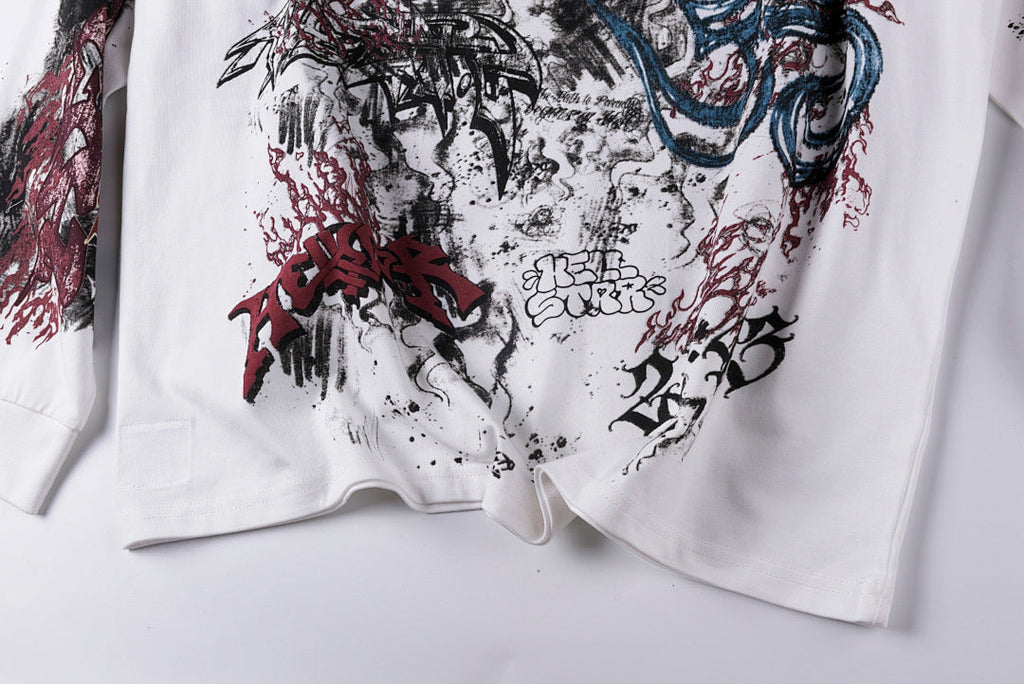 Hellstar Studios Graffiti Style Cotton Long Sleeve T-Shirt - Black / White - product image 7