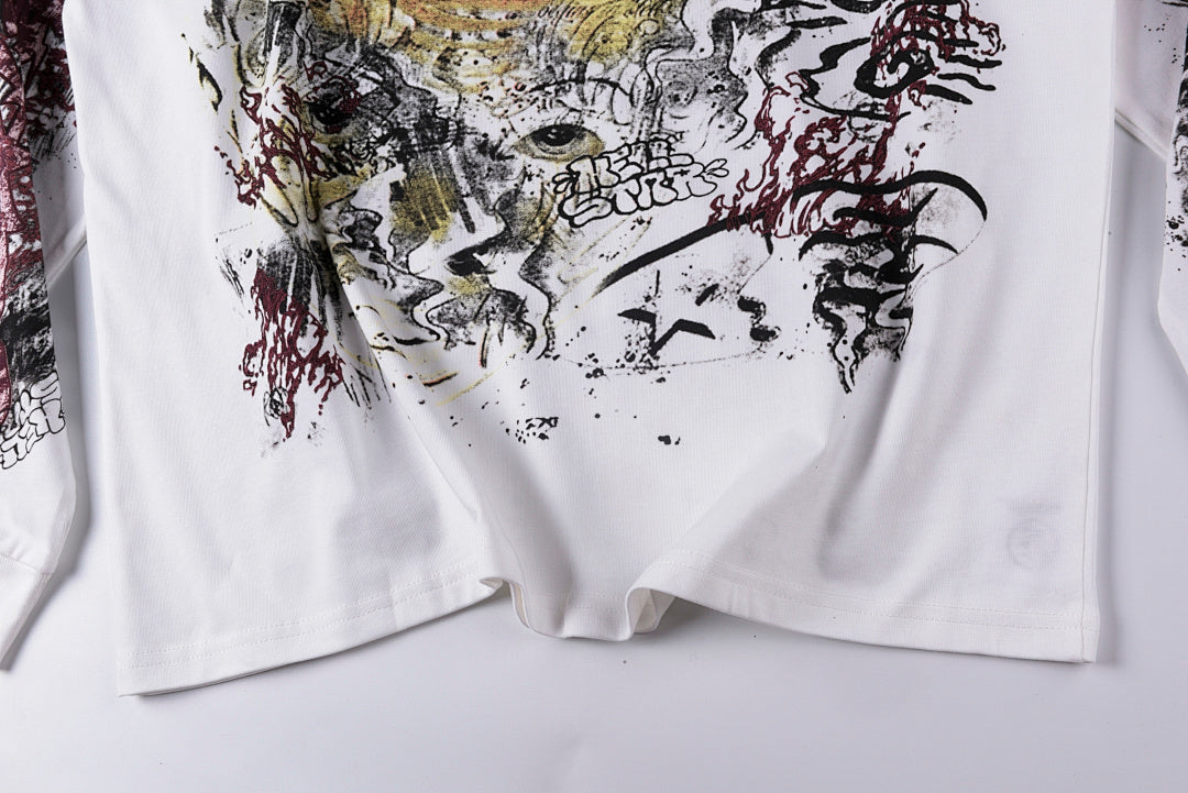 Hellstar Studios Graffiti Style Cotton Long Sleeve T-Shirt - Black / White - product image 10