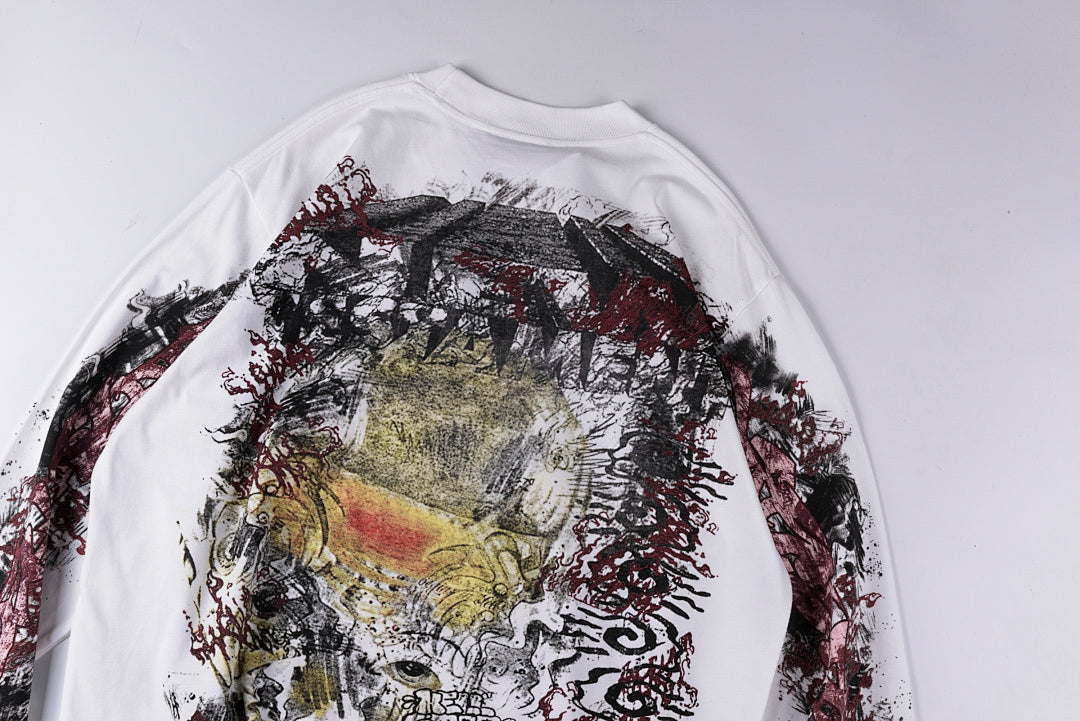 Hellstar Studios Graffiti Style Cotton Long Sleeve T-Shirt - Black / White - product image 11