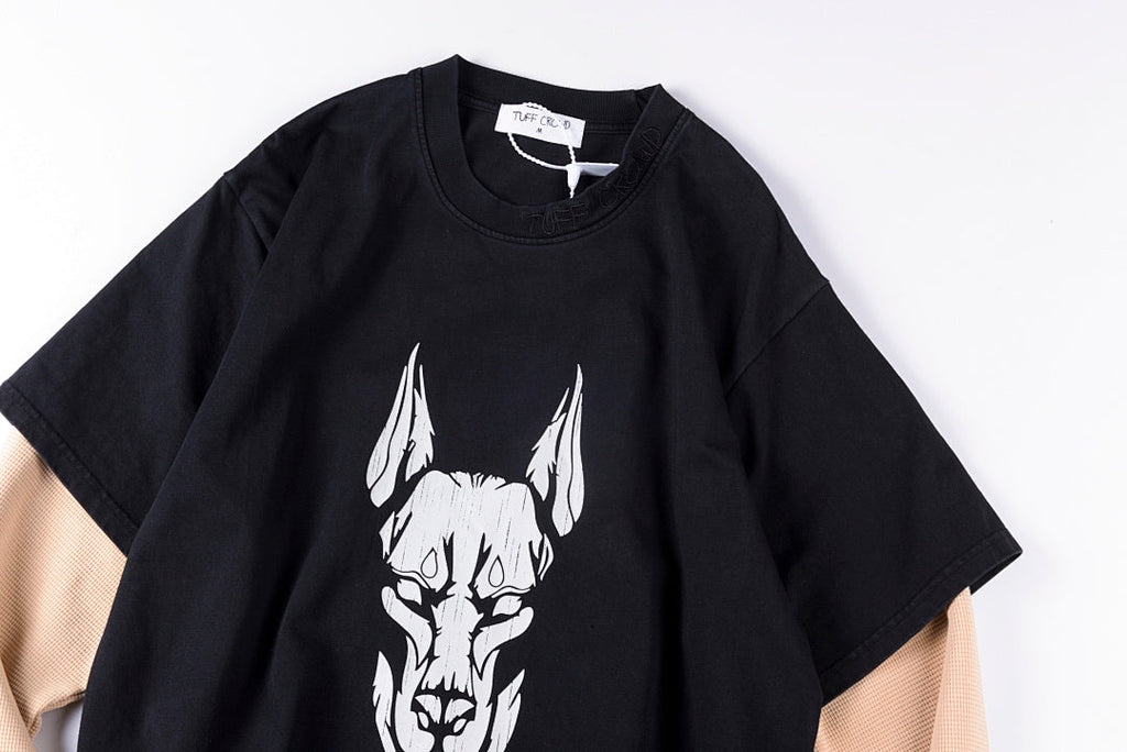 Tuff Crowd Embroidered Dog Head Mock Two-Piece Long Sleeve T-Shirt - Black - product image 9