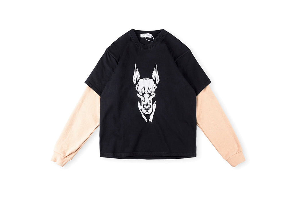 Tuff Crowd Embroidered Dog Head Mock Two-Piece Long Sleeve T-Shirt - Black - product image 1