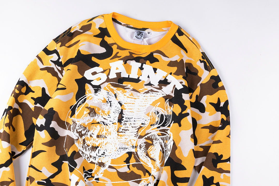 Saint Vanity Vintage Camouflage Print Long Sleeve T-Shirt - Black Brown - product image 11