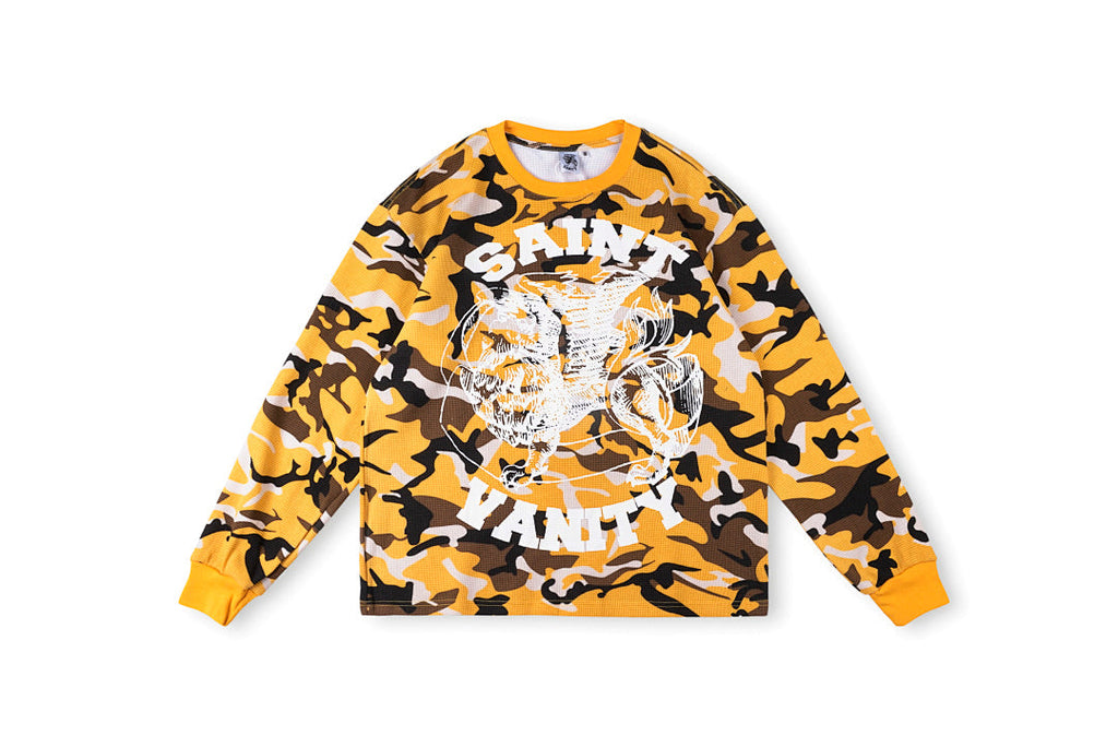 Saint Vanity Vintage Camouflage Print Long Sleeve T-Shirt - Black Brown - product image 1