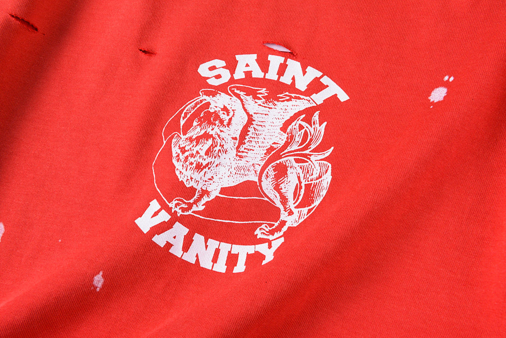 Saint Vanity Washed Distressed Ripped Mock Two-Piece Long Sleeve T-Shirt - Red - product image 7