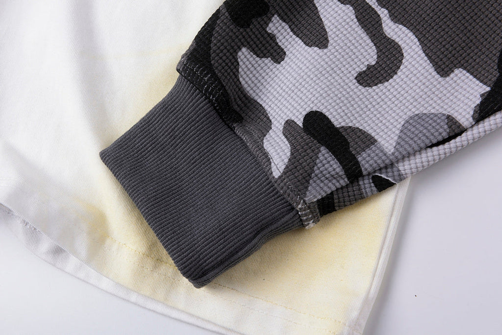 Saint Vanity Camo Sleeve Panel Mock Two-Piece Long Sleeve T-Shirt Style II - Light Gray - product image 4