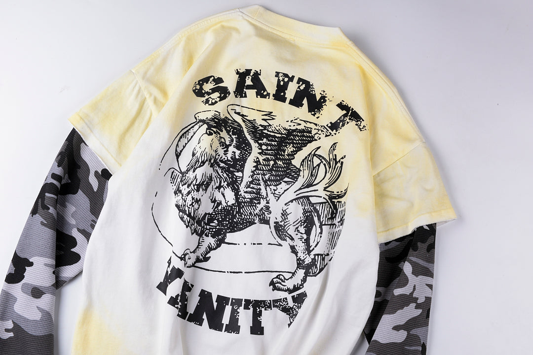 Saint Vanity Camo Sleeve Panel Mock Two-Piece Long Sleeve T-Shirt Style II - Light Gray - product image 11