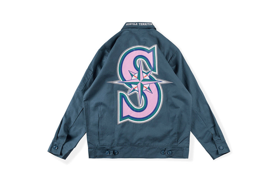 Tuff Crowd Heavy Patchwork Zip-Up Jacket - Blue Gray