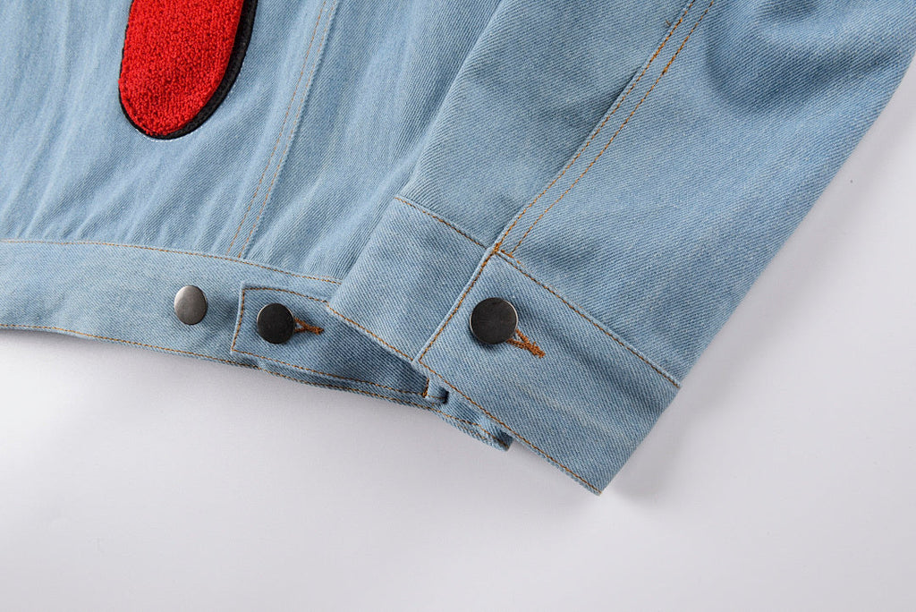 Revenge Bad Vibes Forever Graffiti 3D Embroidered Denim Jacket - Light Blue Denim - product image 9