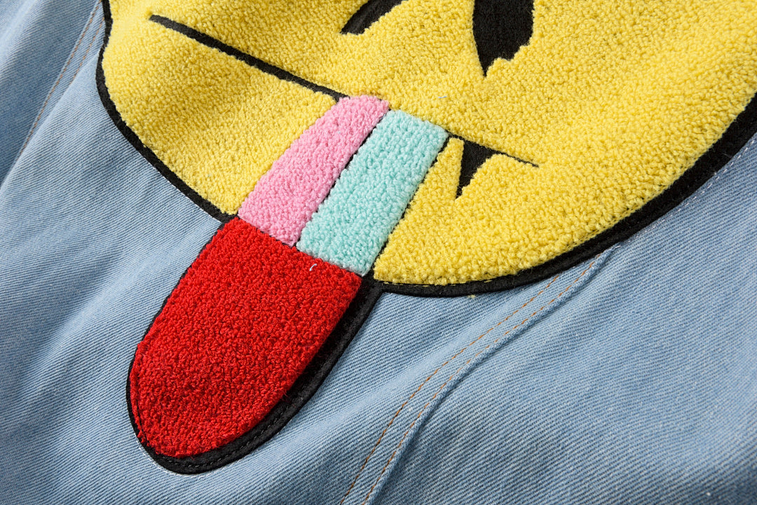 Revenge Bad Vibes Forever Graffiti 3D Embroidered Denim Jacket - Light Blue Denim - product image 10