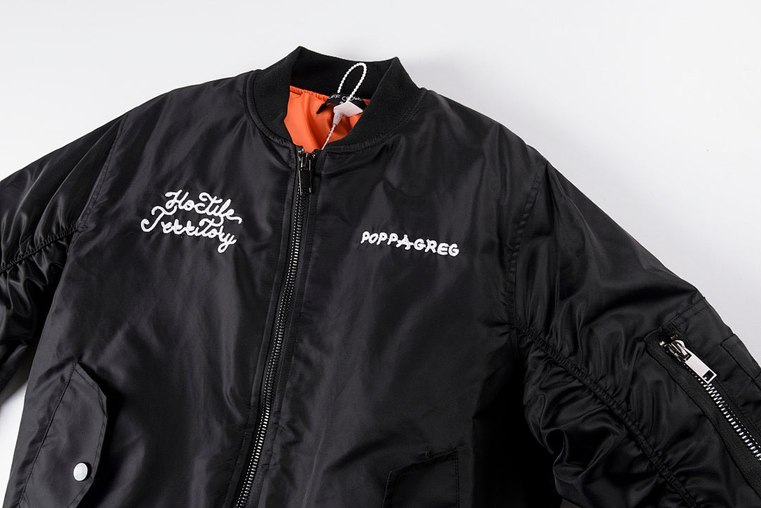 Tuff Crowd Bulldog Heavy Embroidered Zip-Up Padded Jacket - Black Orange - product image 3