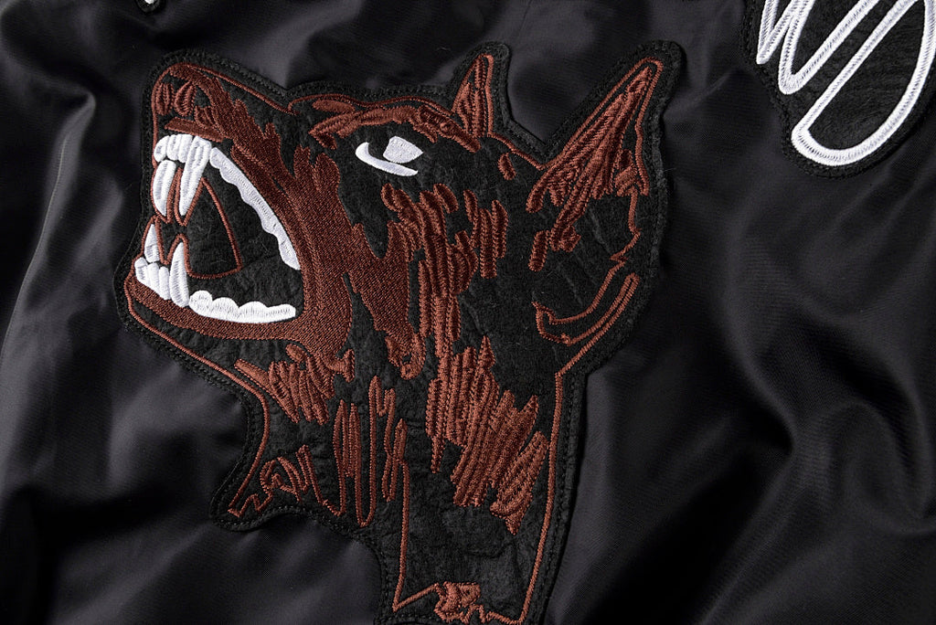 Tuff Crowd Bulldog Heavy Embroidered Zip-Up Padded Jacket - Black Orange - product image 8