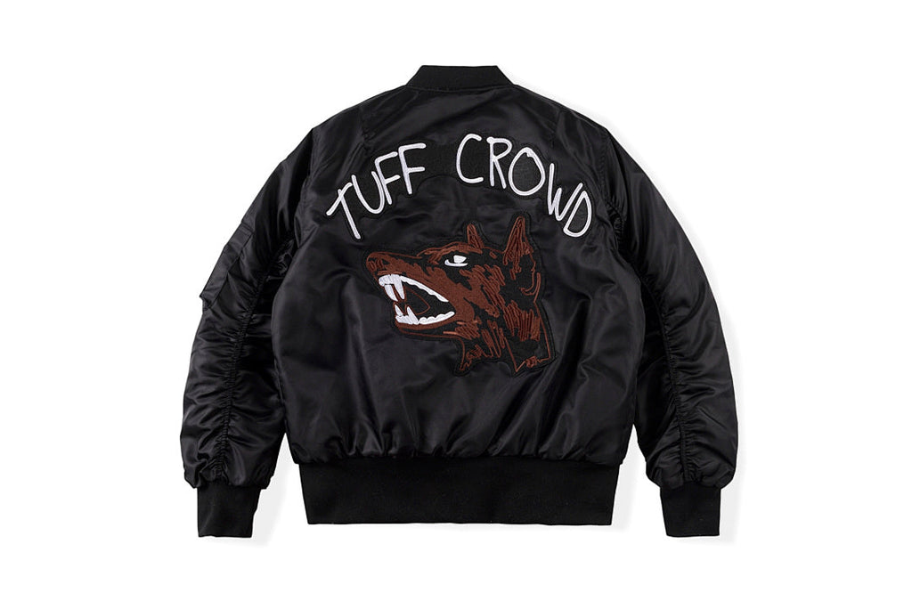 Tuff Crowd Bulldog Heavy Embroidered Zip-Up Padded Jacket - Black Orange - product image 2