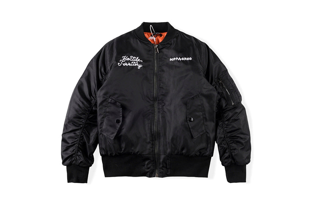 Tuff Crowd Bulldog Heavy Embroidered Zip-Up Padded Jacket - Black Orange - product image 1