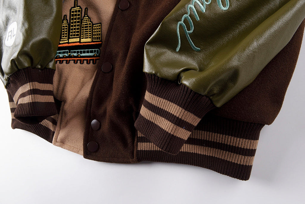 Rolling Lou Cotw Nyc Heavy Embroidered Varsity Jacket - Brown Camo - product image 6