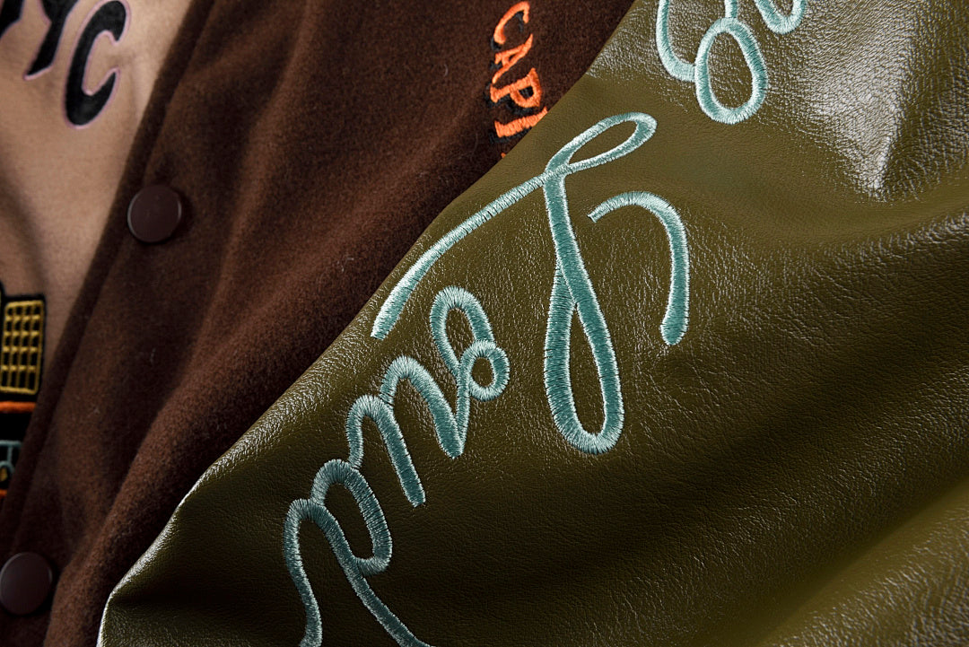 Rolling Lou Cotw Nyc Heavy Embroidered Varsity Jacket - Brown Camo - product image 8