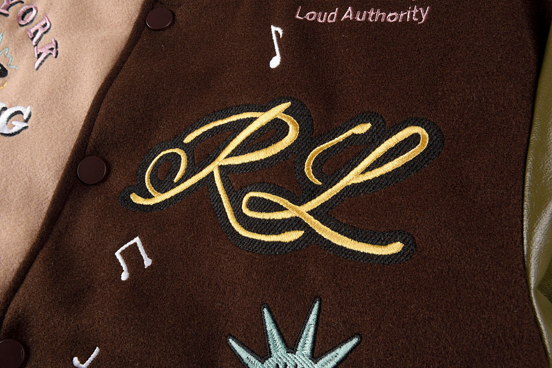 Rolling Lou Cotw Nyc Heavy Embroidered Varsity Jacket - Brown Camo - product image 9