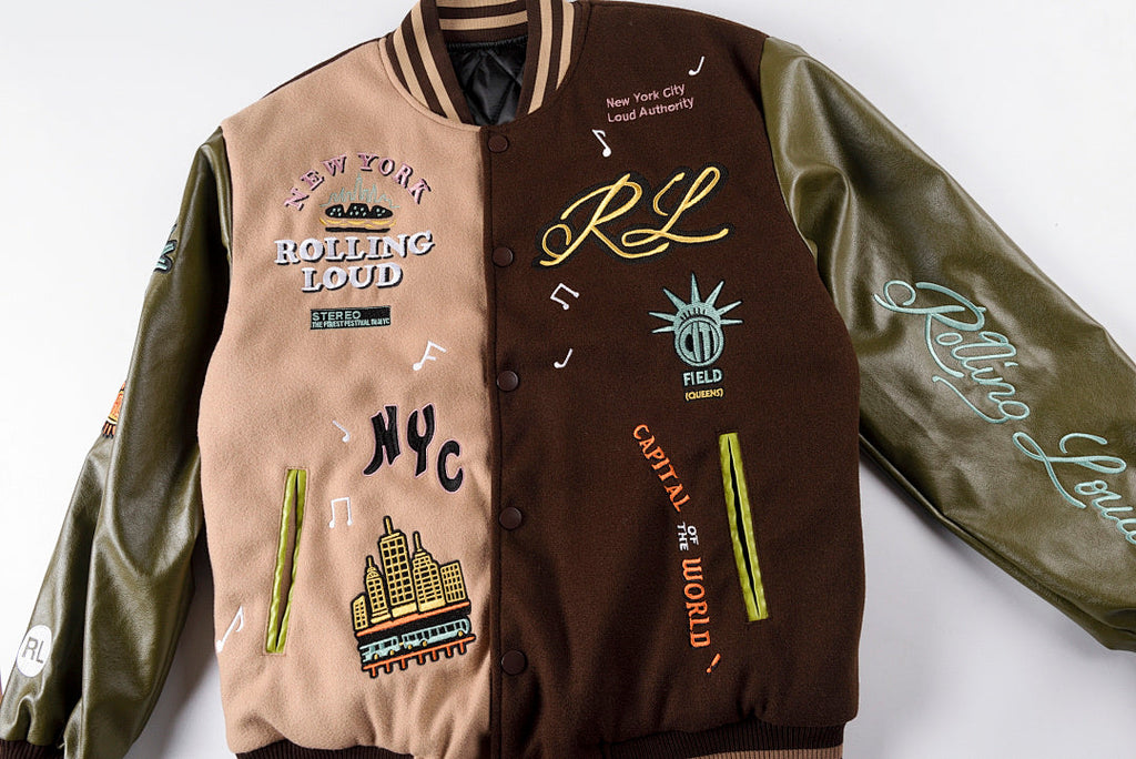 Rolling Lou Cotw Nyc Heavy Embroidered Varsity Jacket - Brown Camo - product image 3