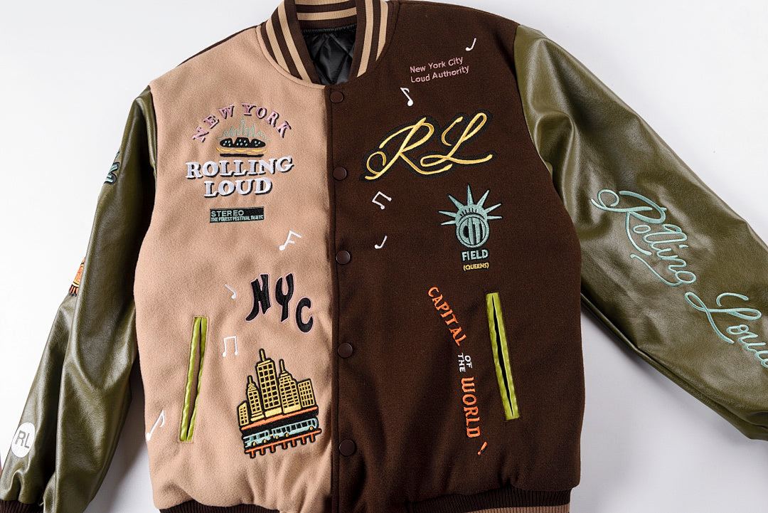 Rolling Lou Cotw Nyc Heavy Embroidered Varsity Jacket - Brown Camo - product image 3