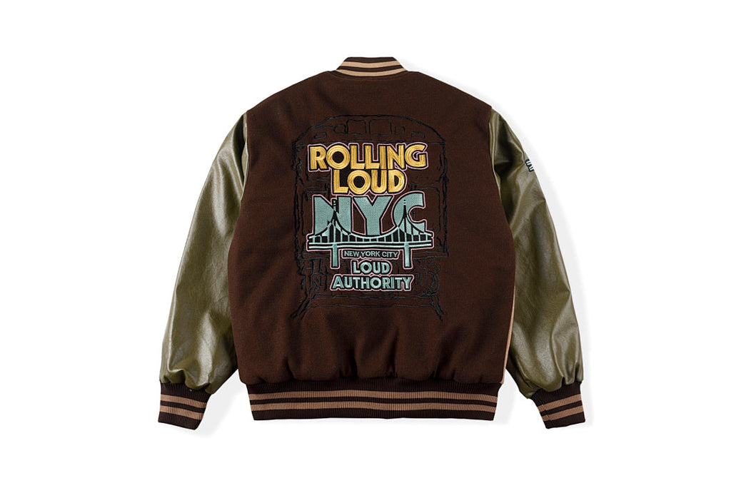 Rolling Lou Cotw Nyc Heavy Embroidered Varsity Jacket - Brown Camo - product image 2