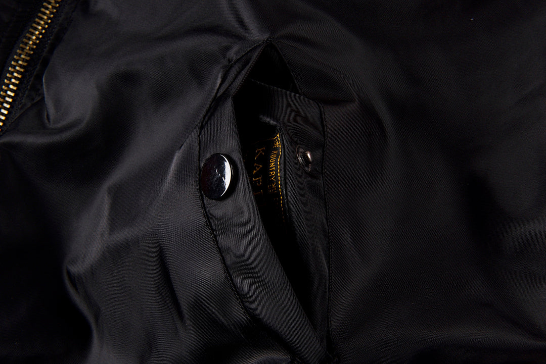 Kapital Two-Tone Waterproof Flight Jacket - Black Orange / Olive Orange - product image 10