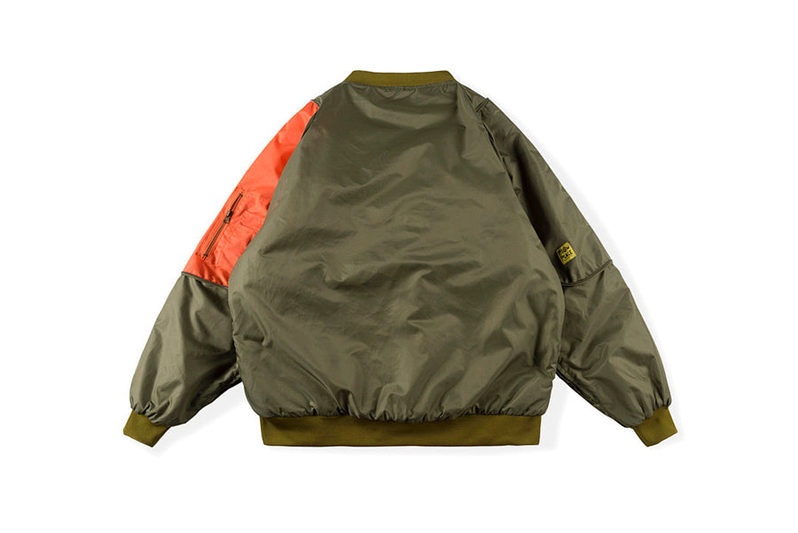 Kapital Two-Tone Waterproof Flight Jacket - Black Orange / Olive Orange