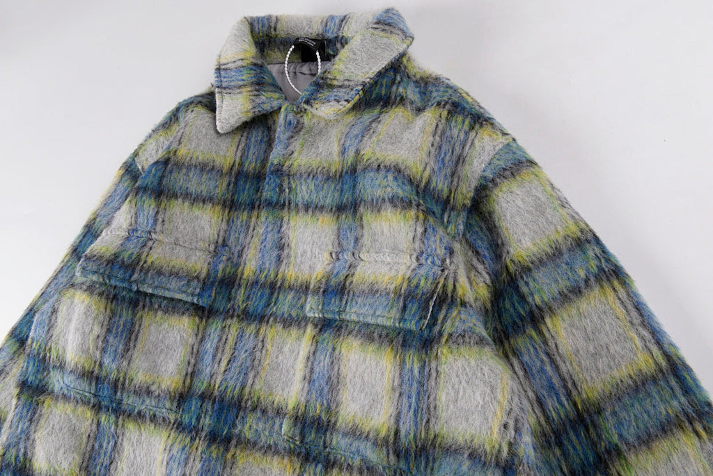 Travis Scott Cactus Jack Graphic Plaid Wool Shirt Jacket - Gray Yellow Plaid - product image 11